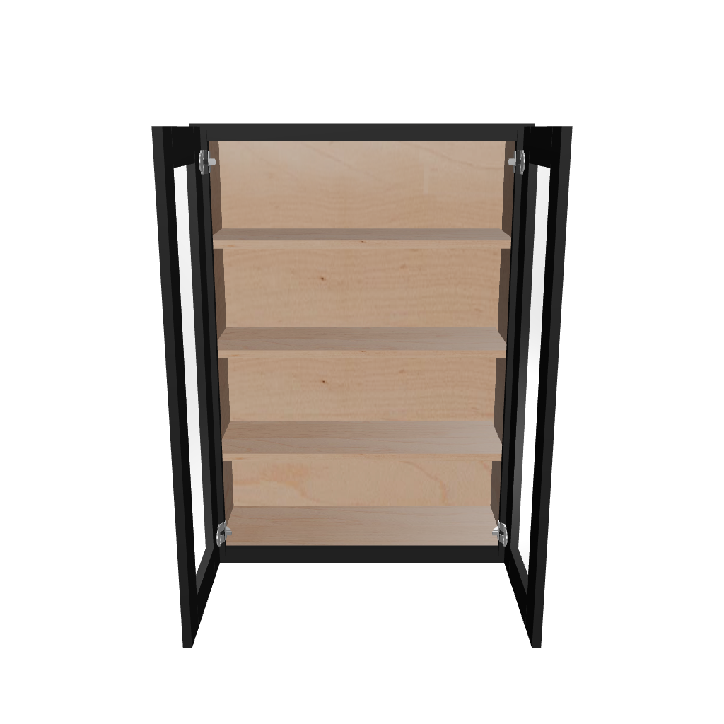 Modernform Cabinet Onyx Black Shaker 30" W X 42" H X 12" D Double Glass Door Wall Cabinet