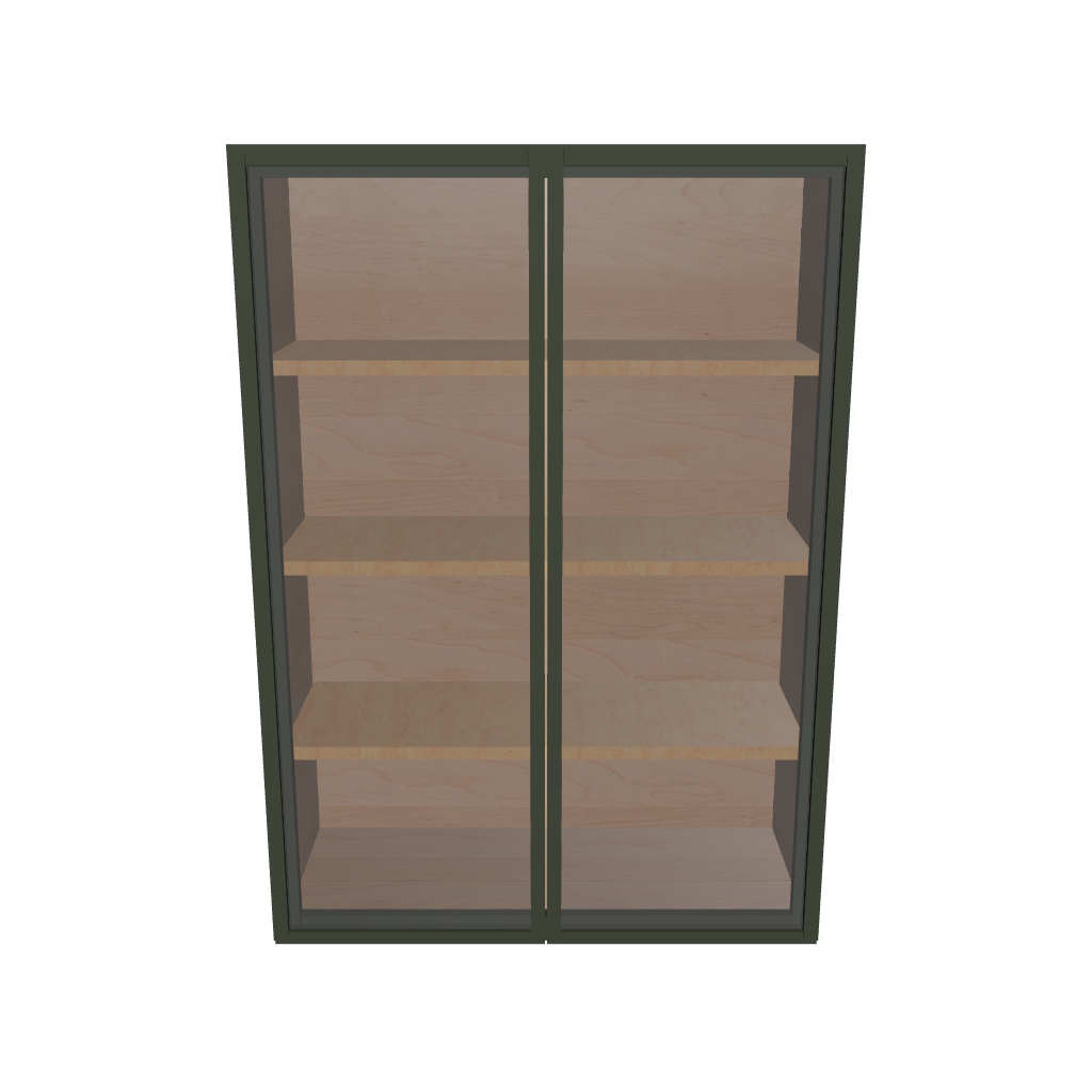 Modernform Cabinet Slim Sage Green 30" W X 42" H X 12" D Double Glass Door Wall Cabinet
