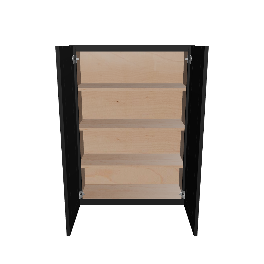 Modernform Cabinet Onyx Black Shaker 30" W X 42" H X 12" D Double Door Wall Cabinet
