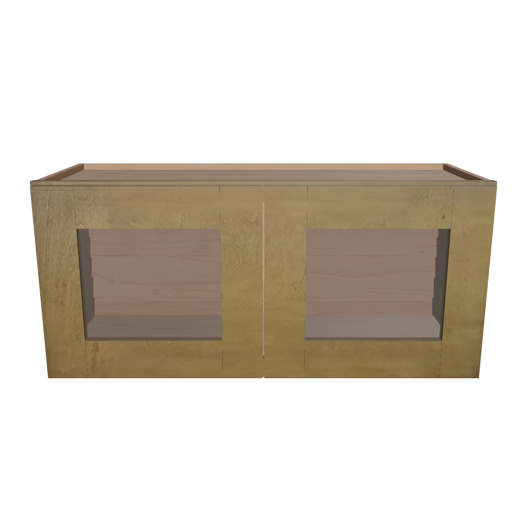 Modernform Cabinet Natural Shaker 33" W X 15" H X 12" D Double Glass Door Wall Cabinet