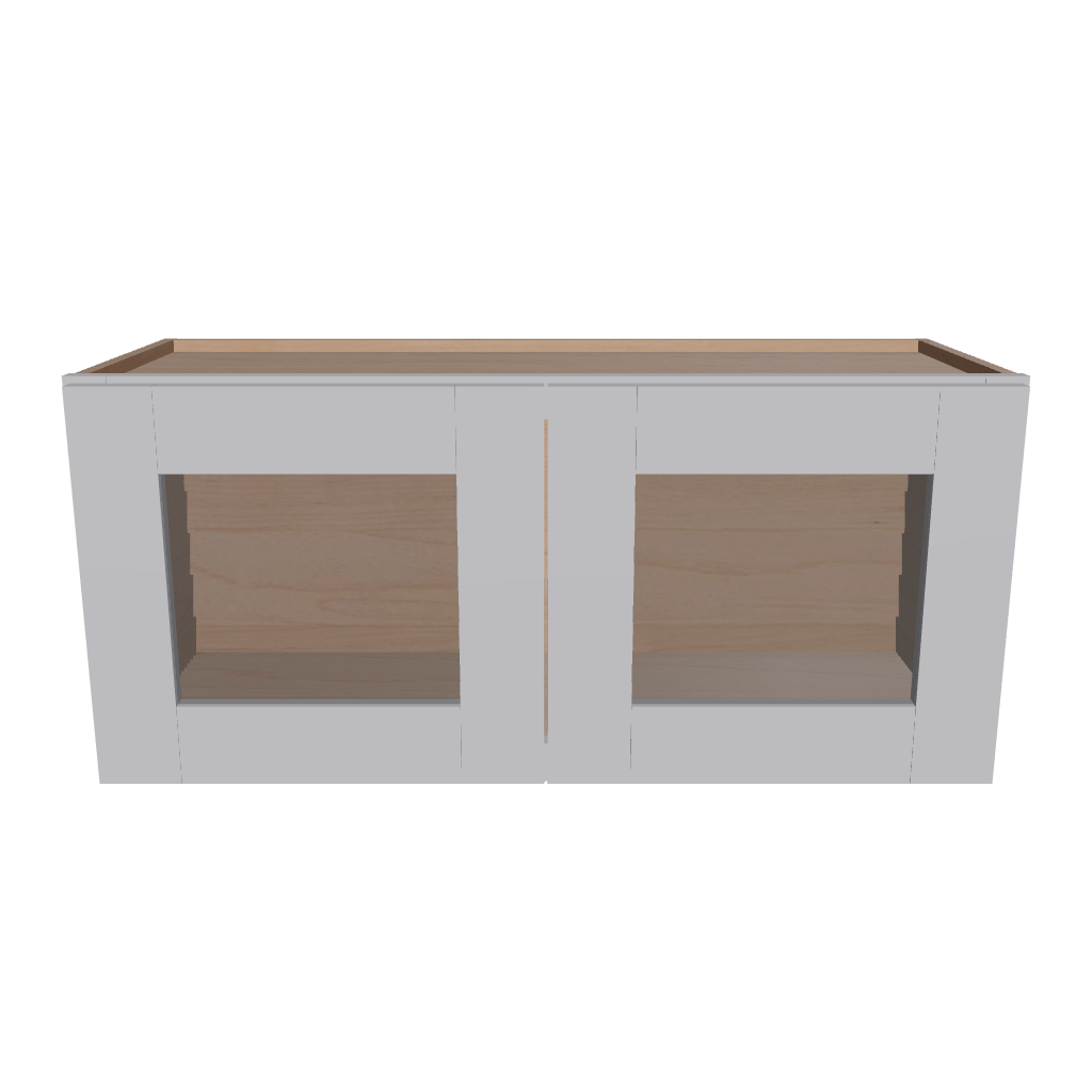 Modernform Cabinet Grey Shaker 33" W X 15" H X 12" D Double Glass Door Wall Cabinet