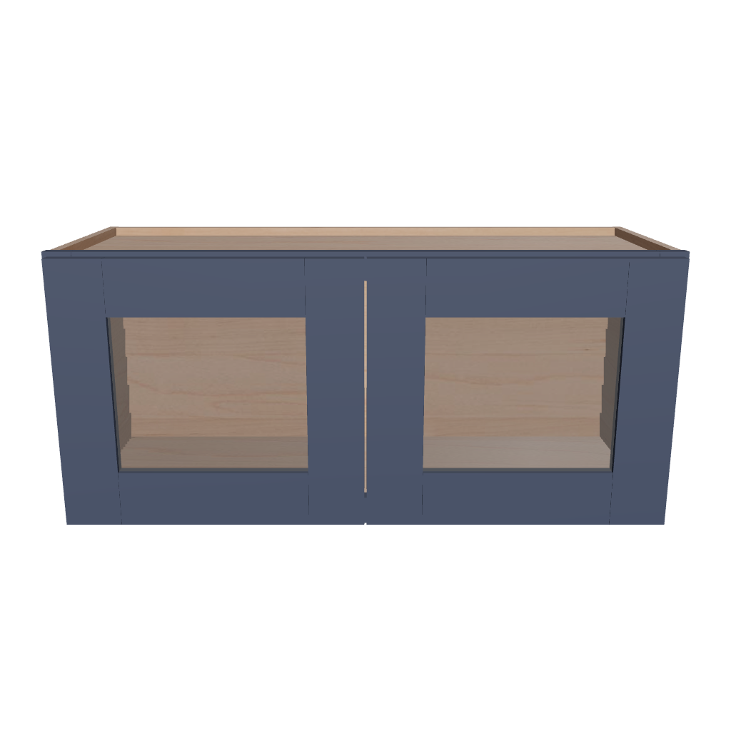 Modernform Cabinet Signature Blue 33" W X 15" H X 12" D Double Glass Door Wall Cabinet