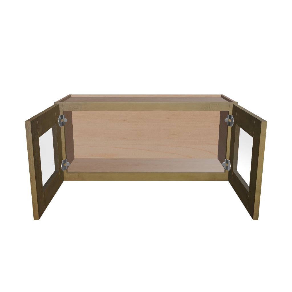 Modernform Cabinet Natural Shaker 33" W X 15" H X 12" D Double Glass Door Wall Cabinet