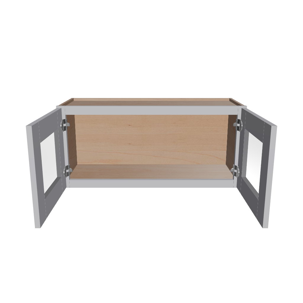 Modernform Cabinet Grey Shaker 33" W X 15" H X 12" D Double Glass Door Wall Cabinet