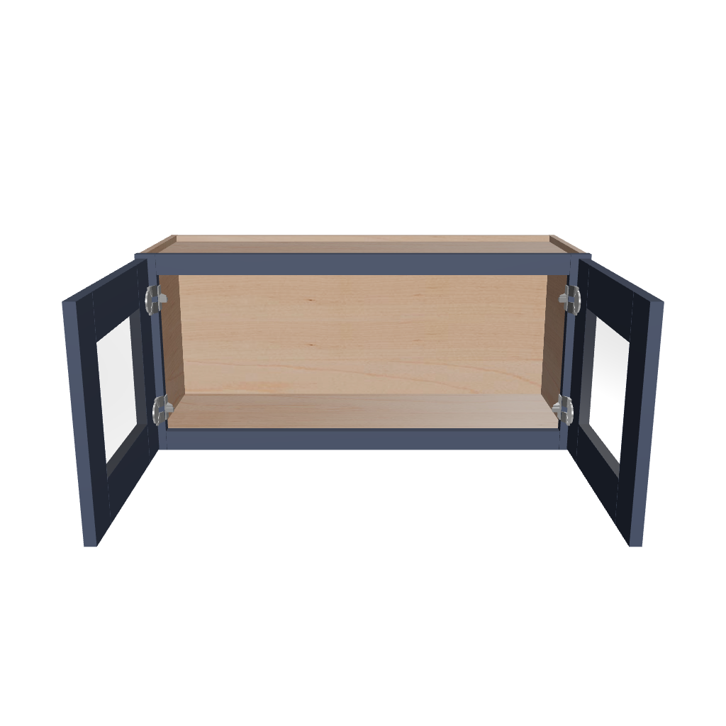 Modernform Cabinet Signature Blue 33" W X 15" H X 12" D Double Glass Door Wall Cabinet