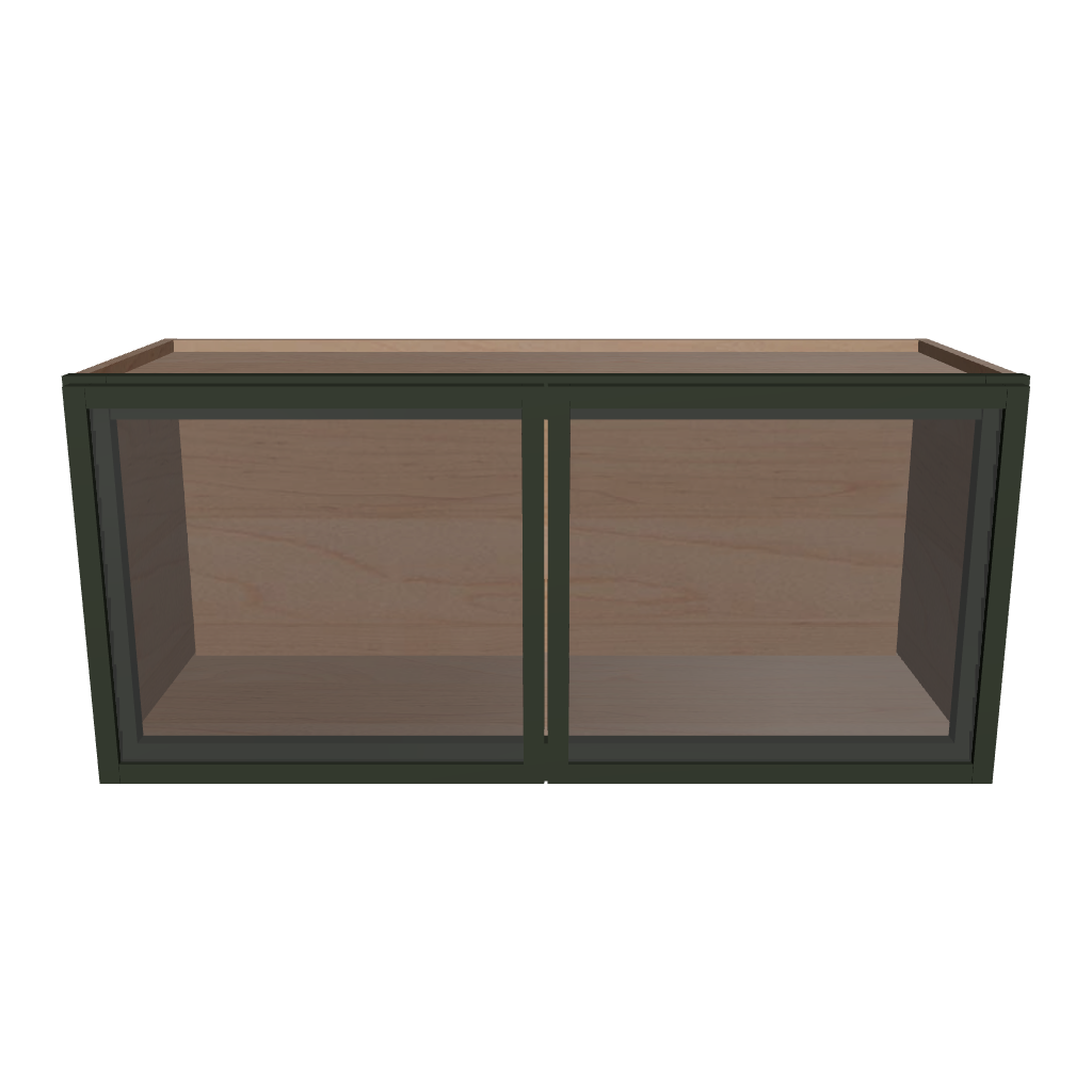 Modernform Cabinet Slim Sage Green 33" W X 15" H X 12" D Double Glass Door Wall Cabinet