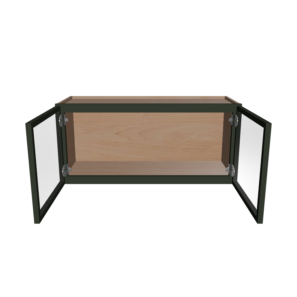 Modernform Cabinet Slim Sage Green 33" W X 15" H X 12" D Double Glass Door Wall Cabinet