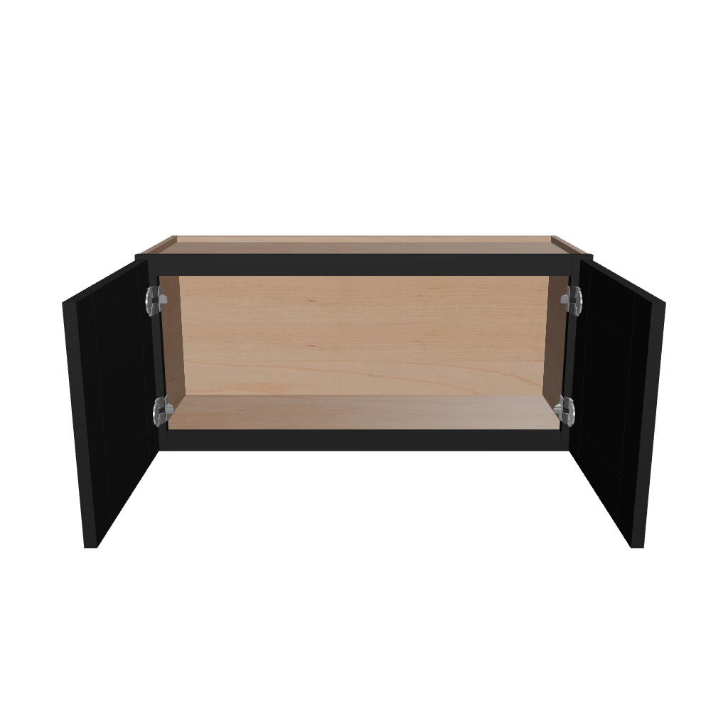 Modernform Cabinet Onyx Black Shaker 33" W X 15" H X 12" D Double Door Wall Cabinet