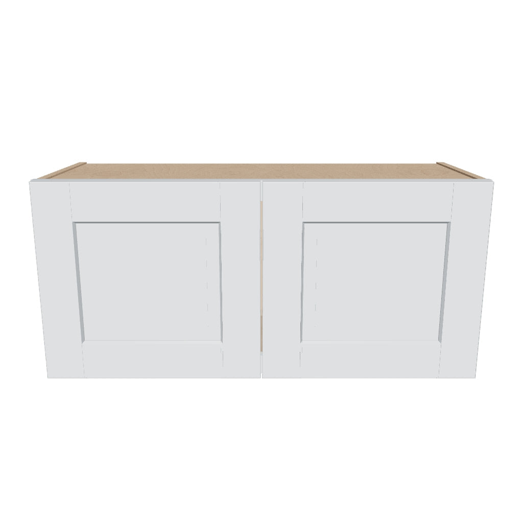J&K White Shaker S8 Double Door Wall Cabinet   33" W x 15" H