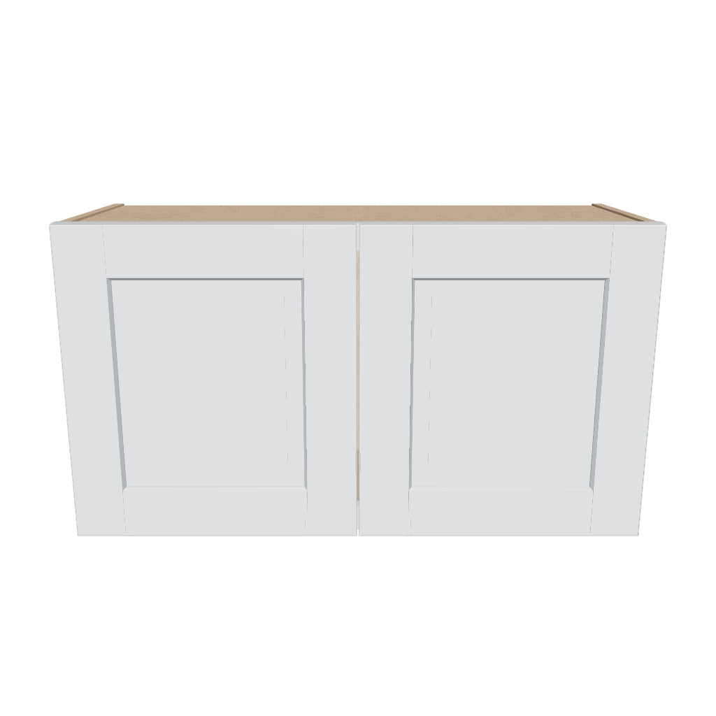 J&K White Shaker S8 Double Door Wall Cabinet   33" W x 18" H