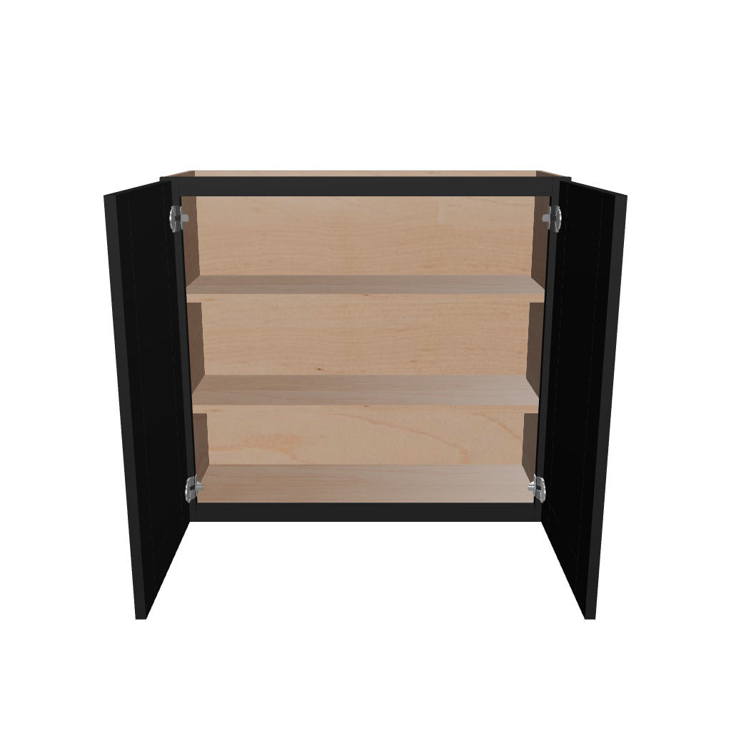Modernform Cabinet Onyx Black Shaker 33" W X 30" H X 12" D Double Door Wall Cabinet