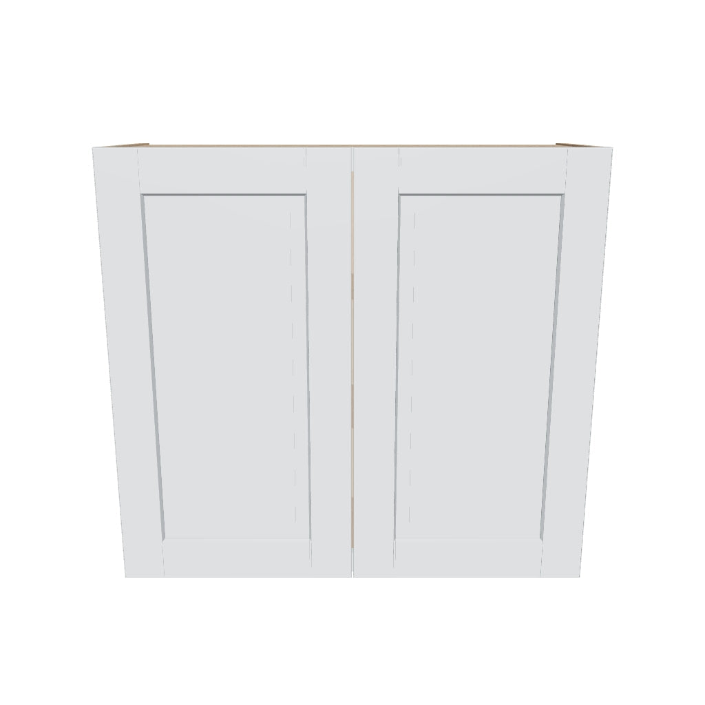 J&K White Shaker S8 Double Door Wall Cabinet   33" W x 30" H