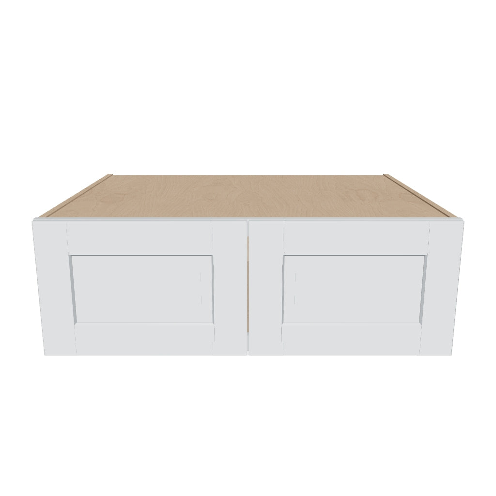 J&K White Shaker S8 Refrigerator Wall Cabinet   36" W x 12" H x 27" D