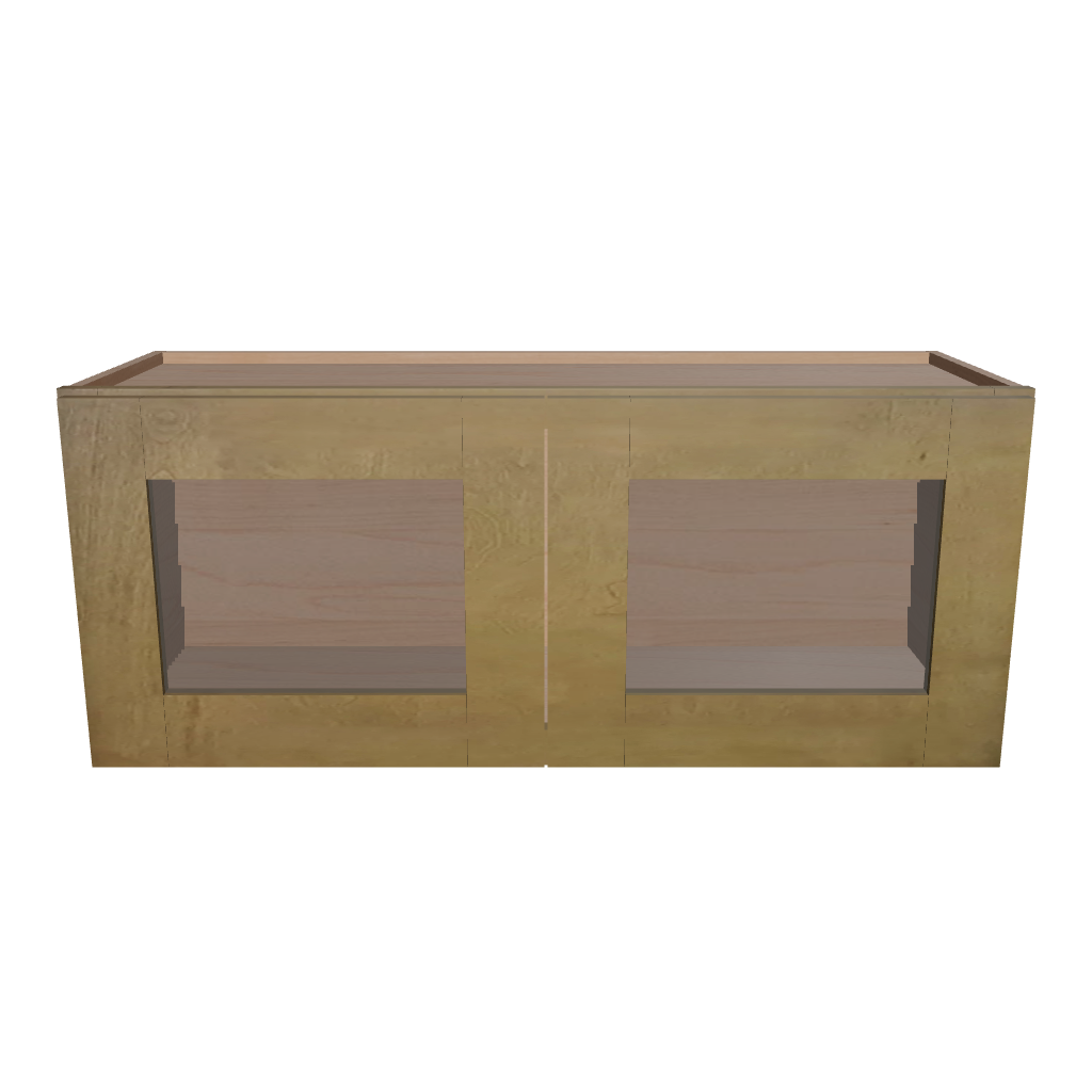 Modernform Cabinet Natural Shaker 36" W X 15" H X 12" D Double Glass Door Wall Cabinet
