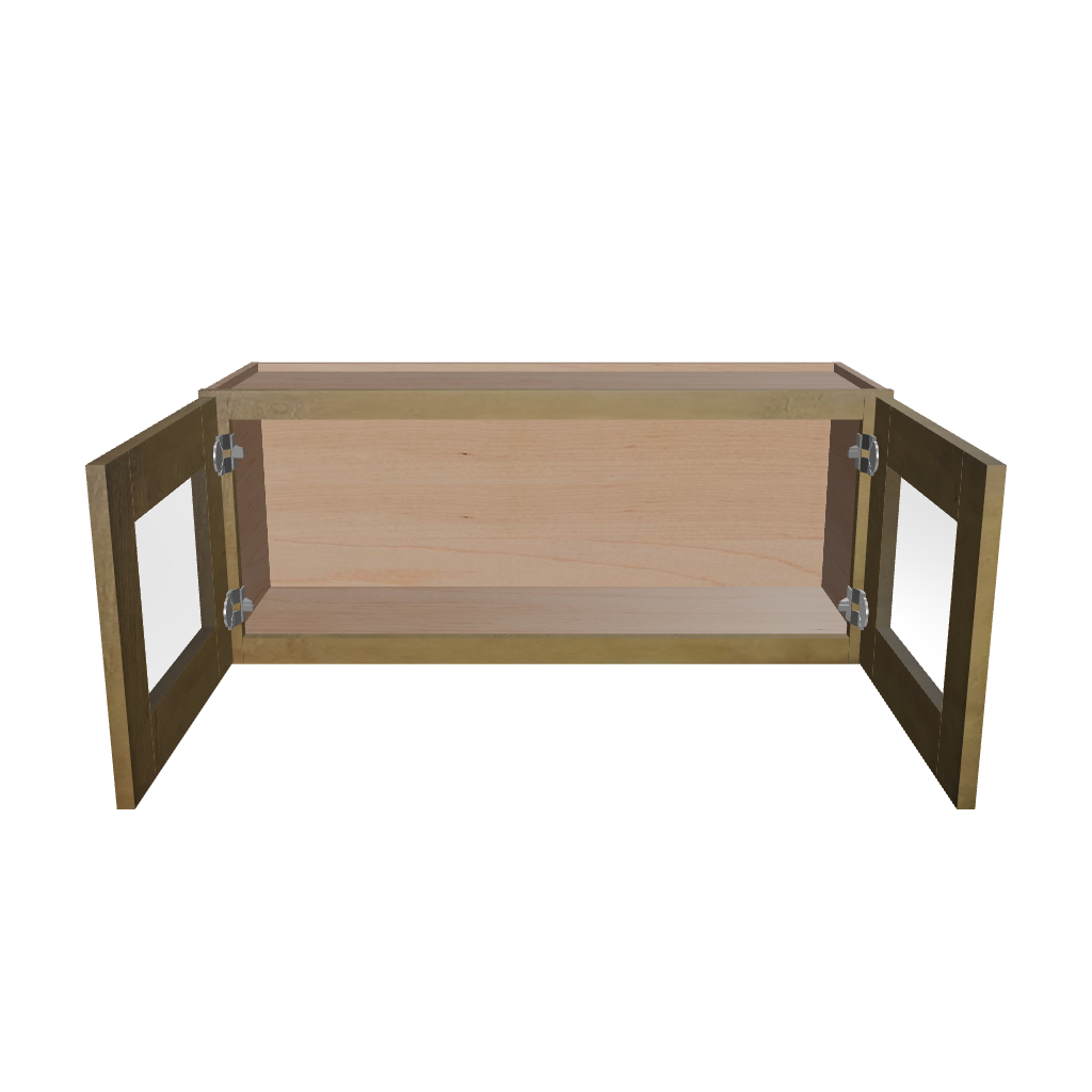 Modernform Cabinet Natural Shaker 36" W X 15" H X 12" D Double Glass Door Wall Cabinet