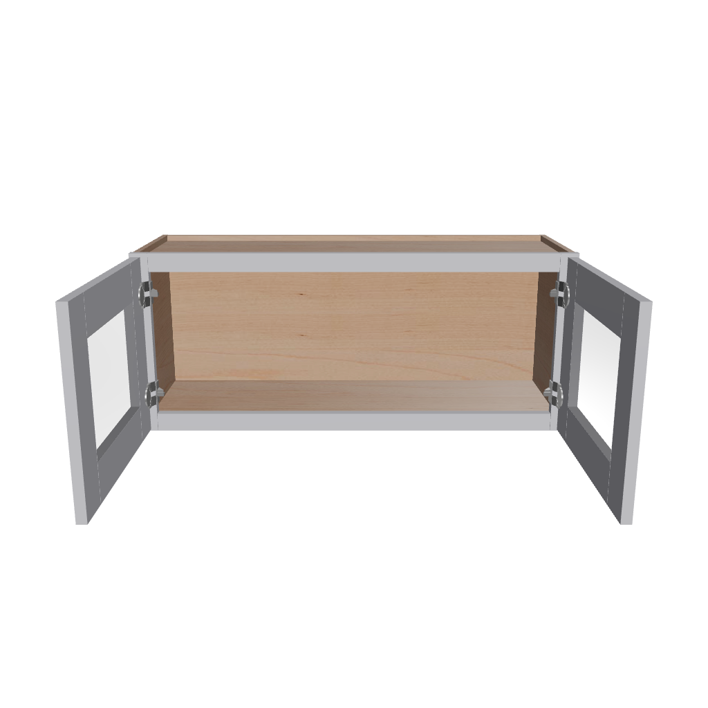 Modernform Cabinet Grey Shaker 36" W X 15" H X 12" D Double Glass Door Wall Cabinet