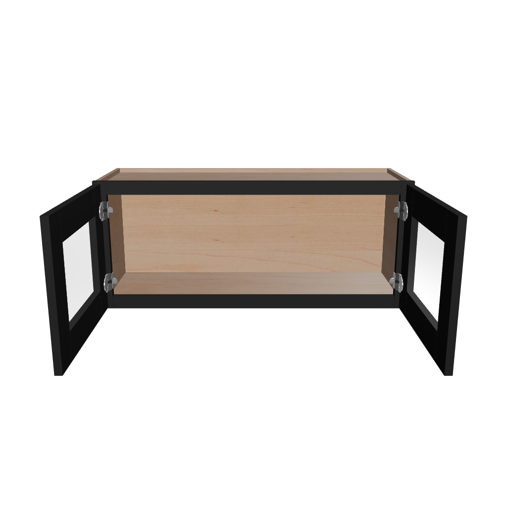 Modernform Cabinet Onyx Black Shaker 36" W X 15" H X 12" D Double Glass Door Wall Cabinet