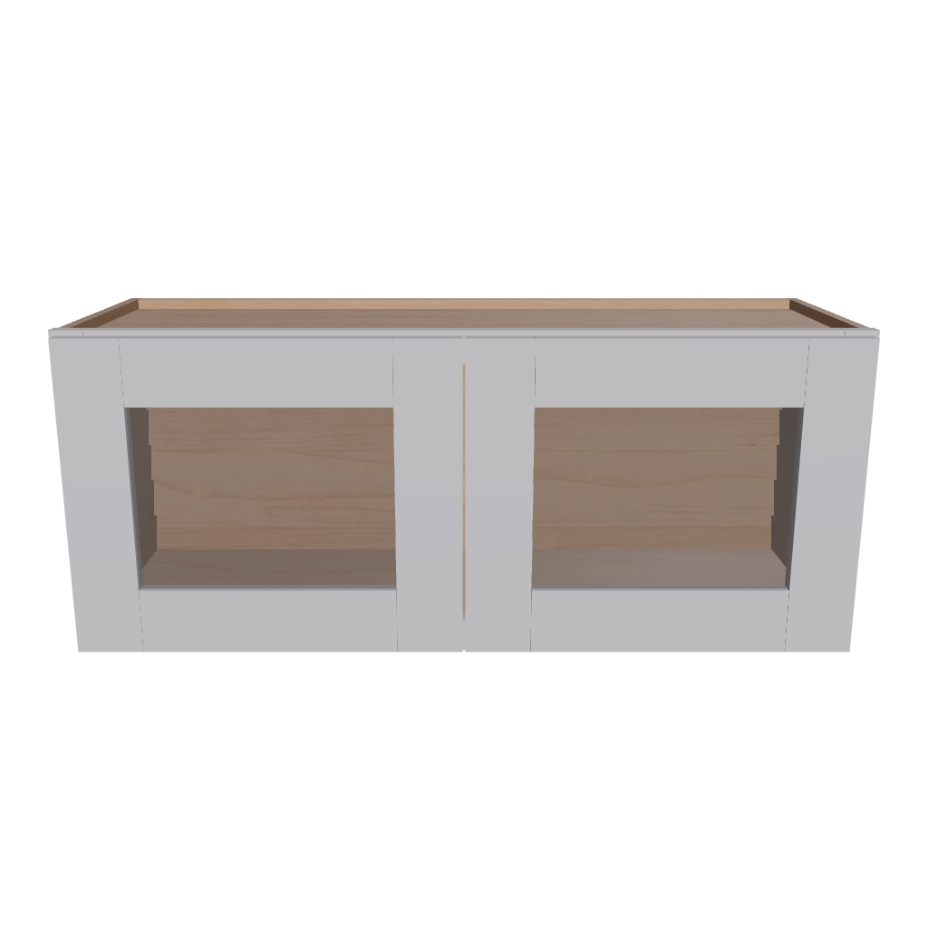 Modernform Cabinet Grey Shaker 36" W X 15" H X 12" D Double Glass Door Wall Cabinet