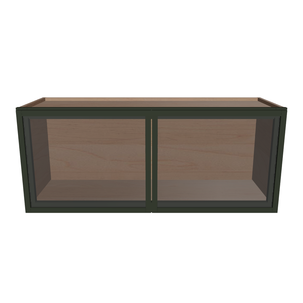 Modernform Cabinet Slim Sage Green 36" W X 15" H X 12" D Double Glass Door Wall Cabinet