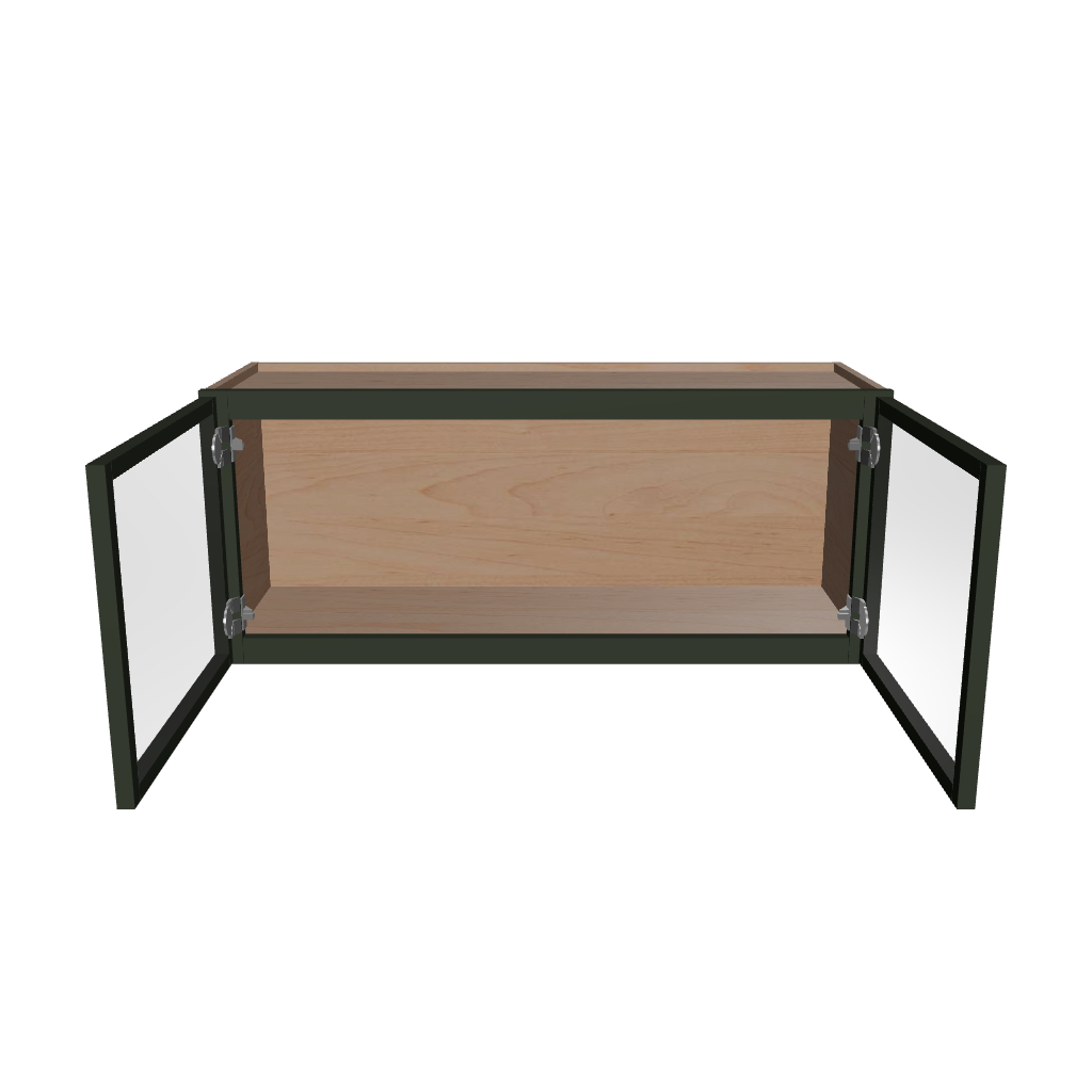 Modernform Cabinet Slim Sage Green 36" W X 15" H X 12" D Double Glass Door Wall Cabinet