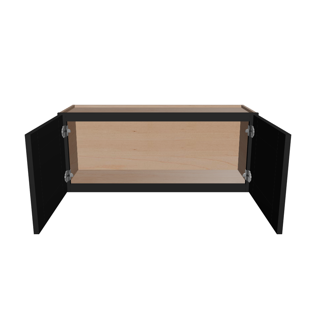 Modernform Cabinet Onyx Black Shaker 36" W X 15" H X 12" D Double Door Wall Cabinet