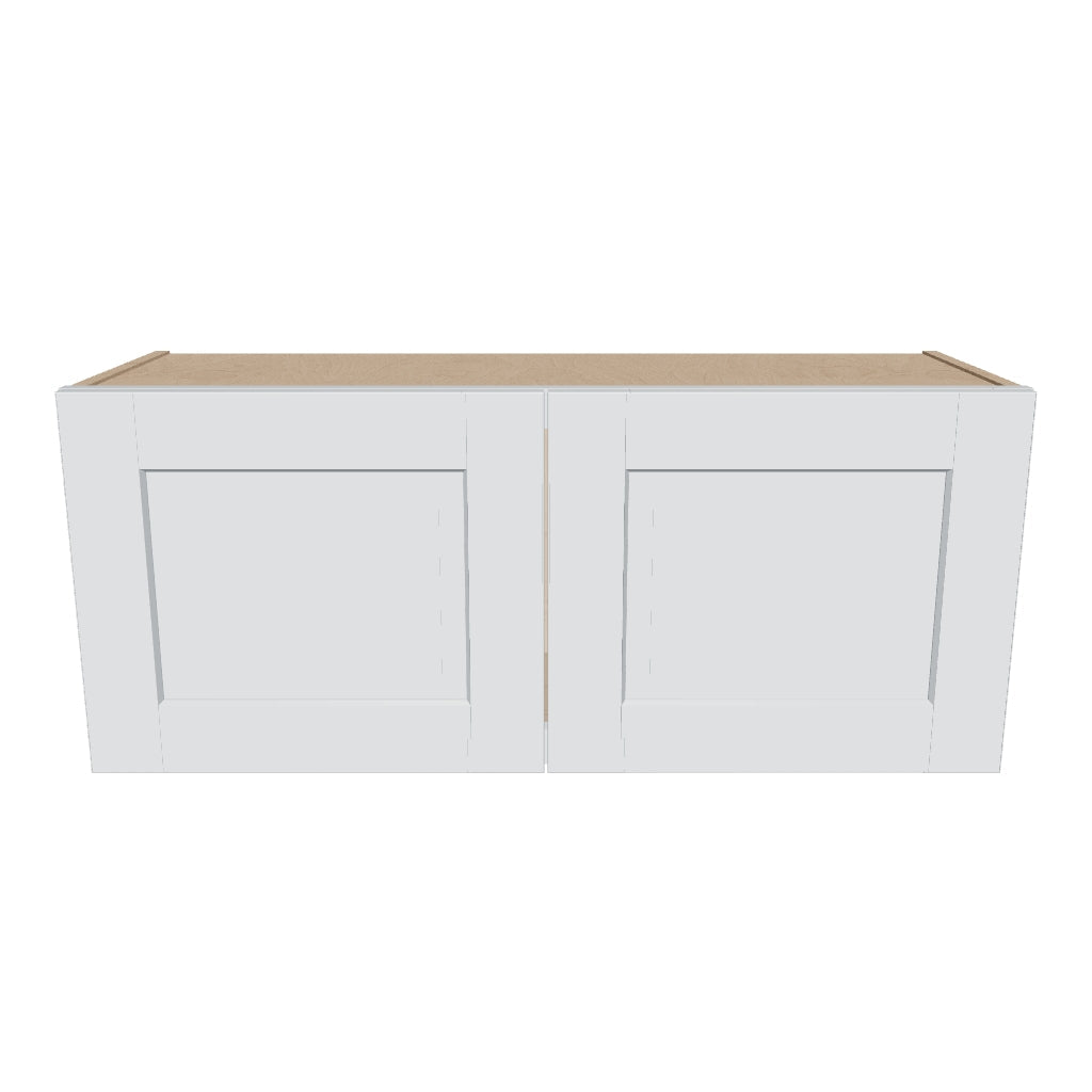 J&K White Shaker S8 Double Door Wall Cabinet   36" W x 15" H