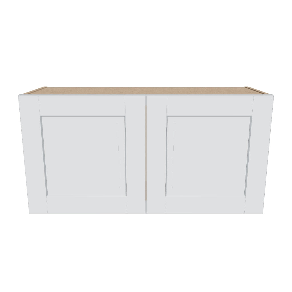 J&K White Shaker S8 Double Door Wall Cabinet   36" W x 18" H