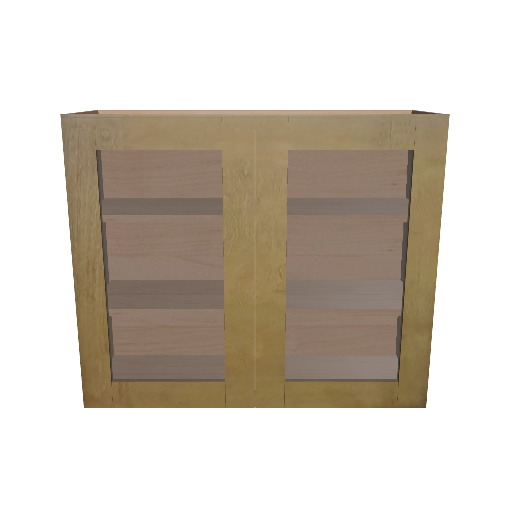 Modernform Cabinet Natural Shaker 36" W X 30" H X 12" D Double Glass Door Wall Cabinet