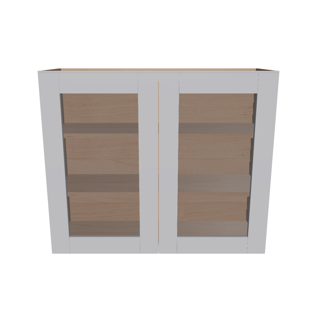 Modernform Cabinet Grey Shaker 36" W X 30" H X 12" D Double Glass Door Wall Cabinet