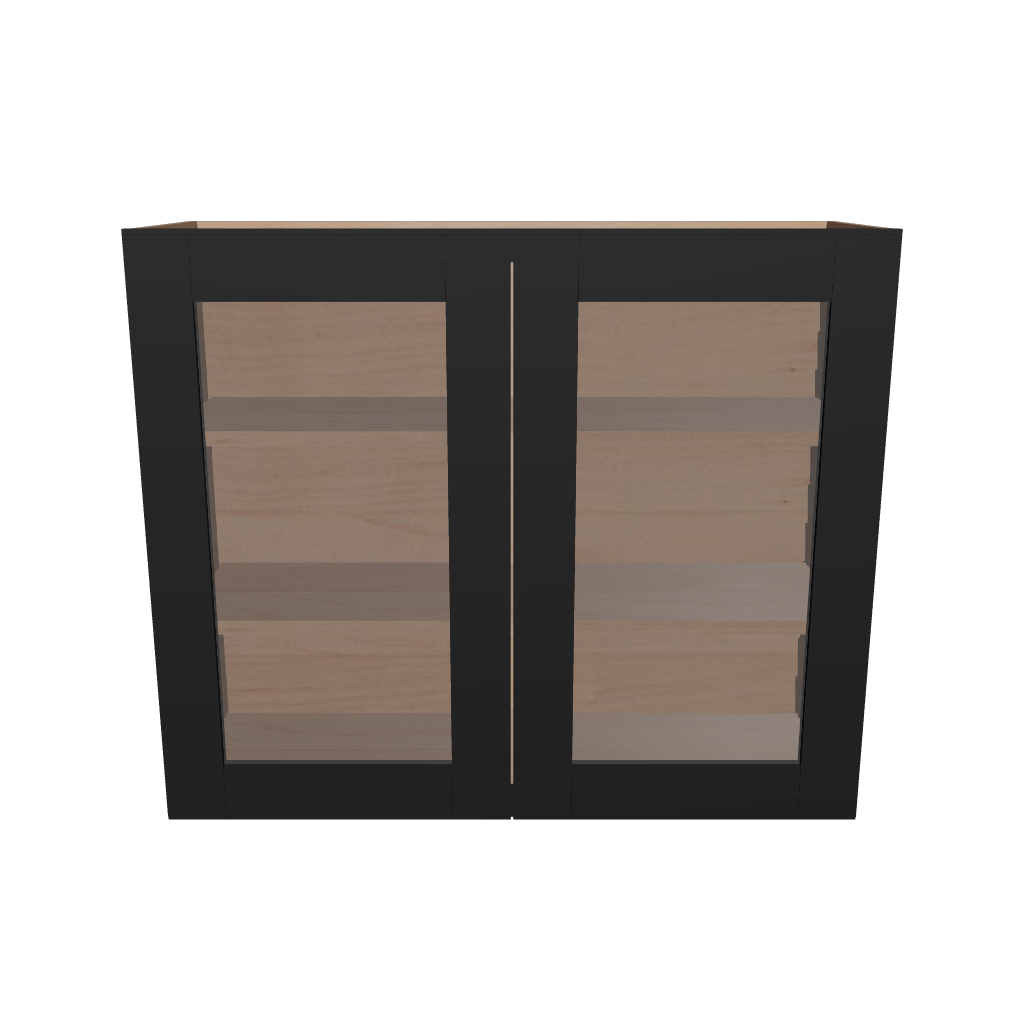 Modernform Cabinet Onyx Black Shaker 36" W X 30" H X 12" D Double Glass Door Wall Cabinet