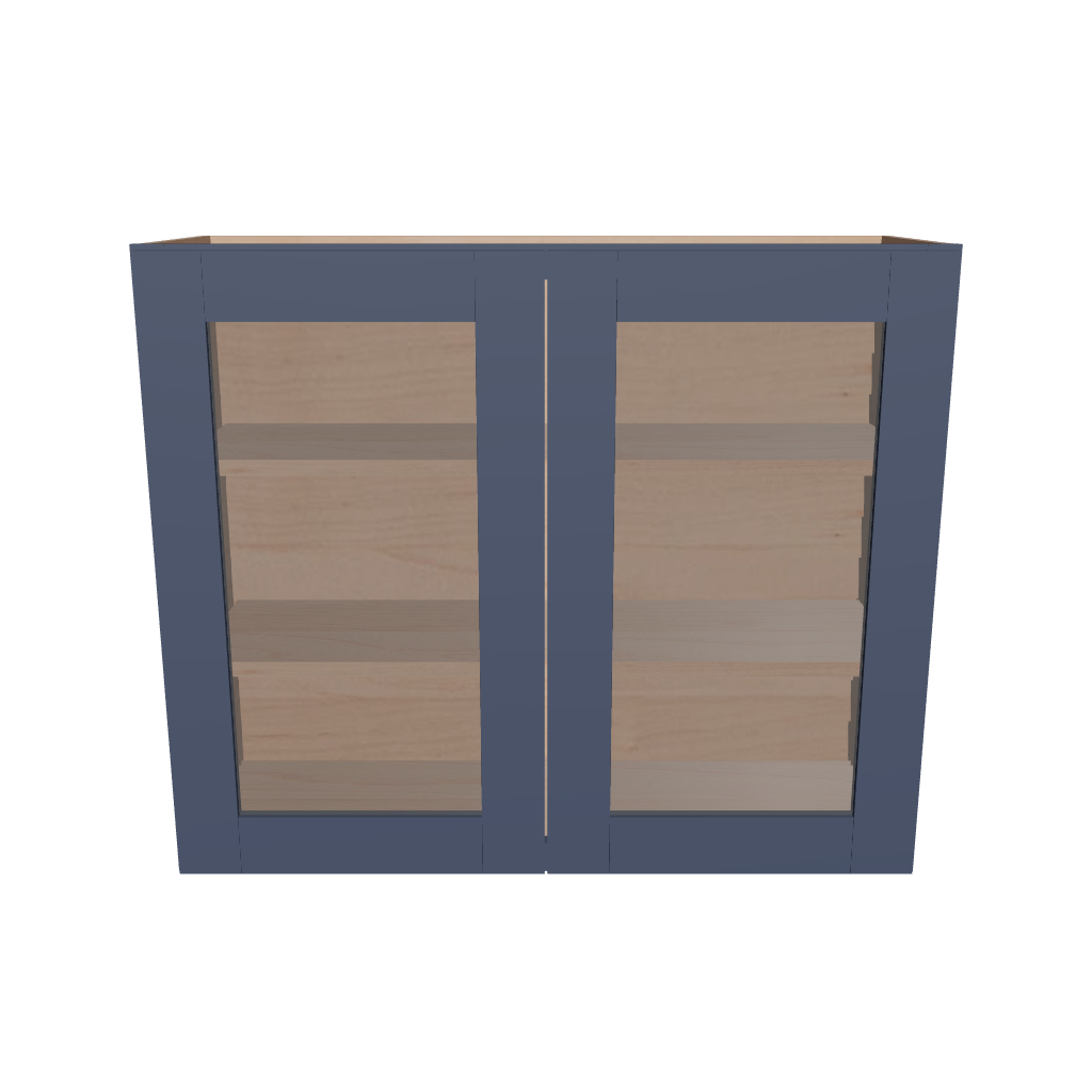 Modernform Cabinet Signature Blue 36" W X 30" H X 12" D Double Glass Door Wall Cabinet