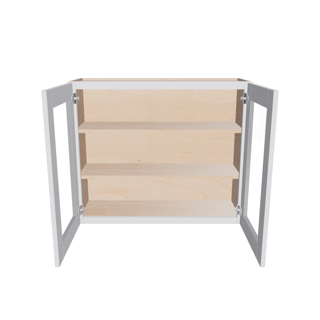 Modernform Cabinet Grey Shaker 36" W X 30" H X 12" D Double Glass Door Wall Cabinet