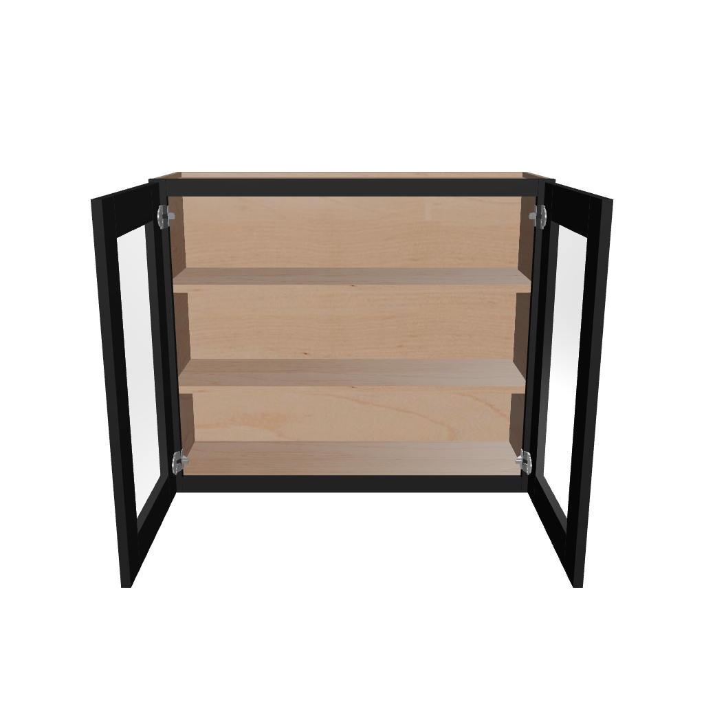 Modernform Cabinet Onyx Black Shaker 36" W X 30" H X 12" D Double Glass Door Wall Cabinet