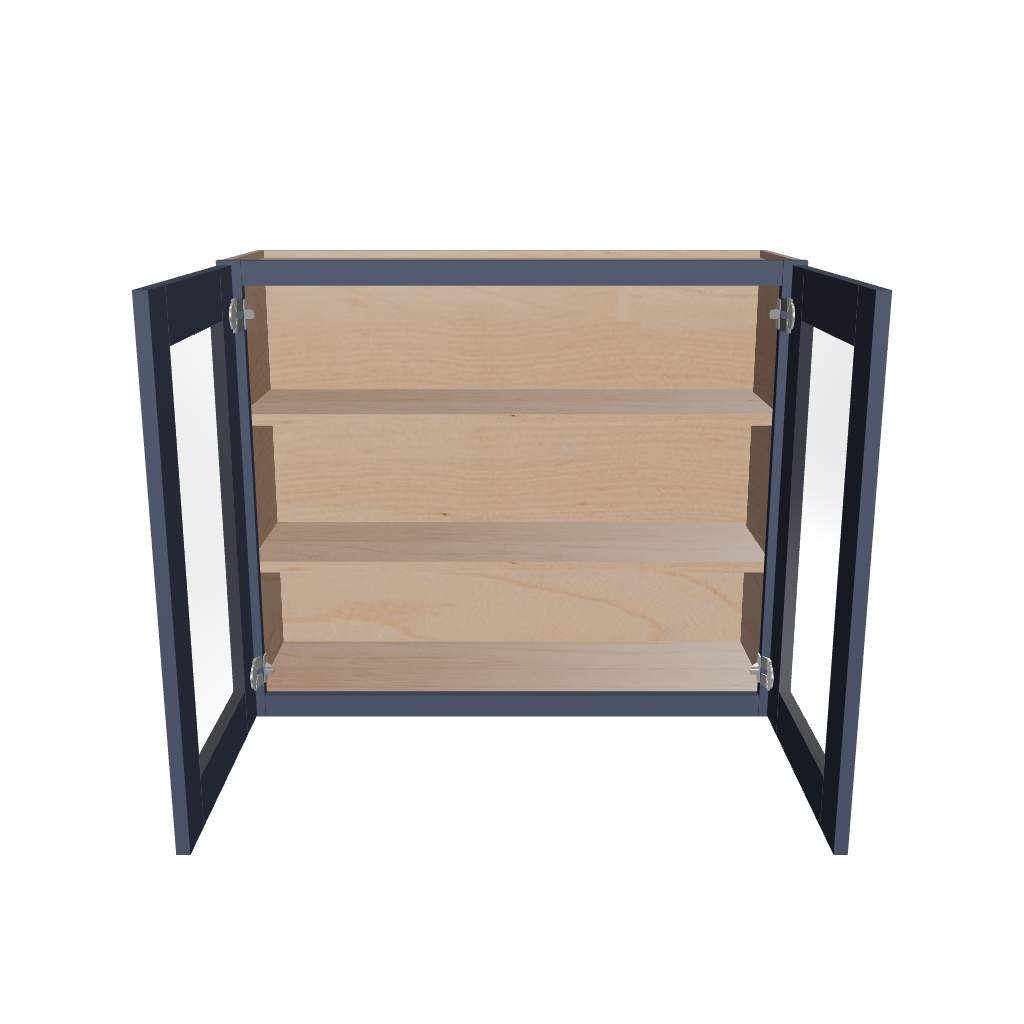 Modernform Cabinet Signature Blue 36" W X 30" H X 12" D Double Glass Door Wall Cabinet