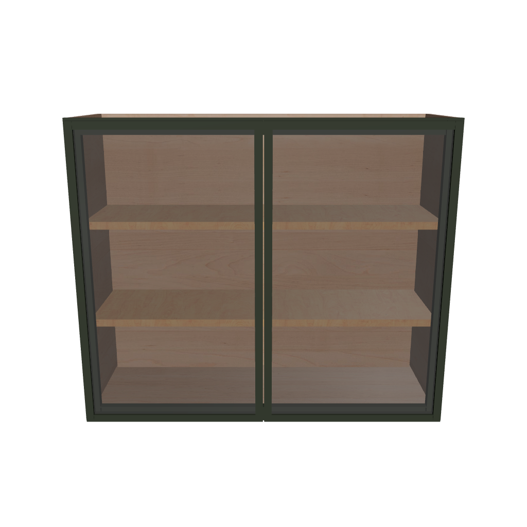 Modernform Cabinet Slim Sage Green 36" W X 30" H X 12" D Double Glass Door Wall Cabinet