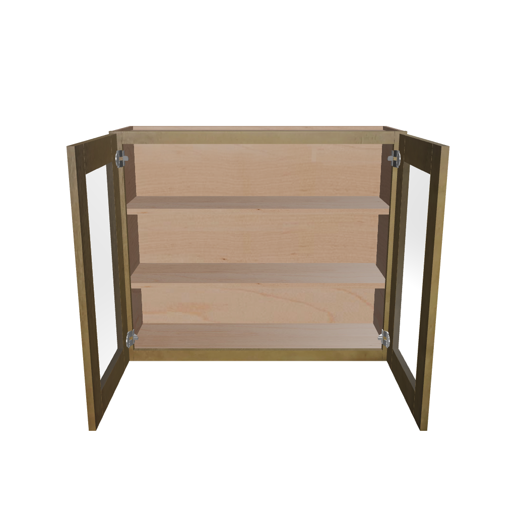 Modernform Cabinet Natural Shaker 36" W X 30" H X 12" D Double Glass Door Wall Cabinet