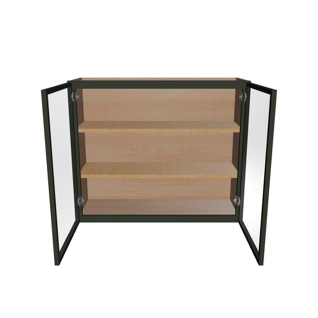 Modernform Cabinet Slim Sage Green 36" W X 30" H X 12" D Double Glass Door Wall Cabinet