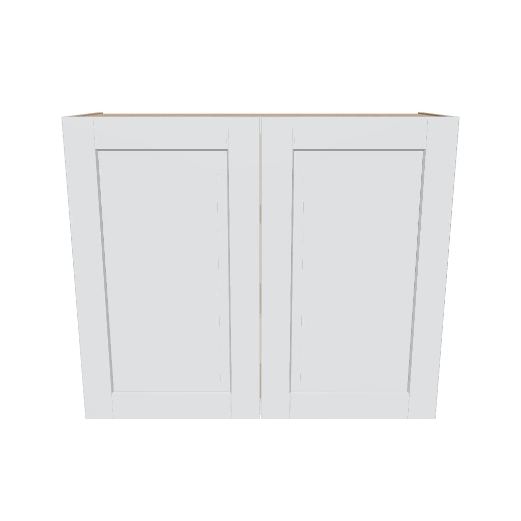 J&K White Shaker S8 Double Door Wall Cabinet   36" W x 30" H