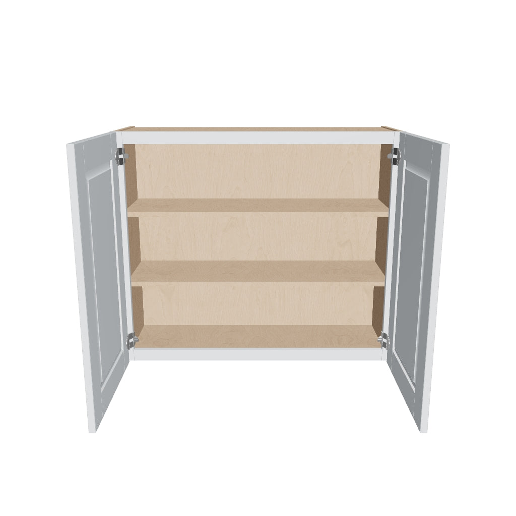J&K White Shaker S8 Double Door Wall Cabinet   36" W x 30" H
