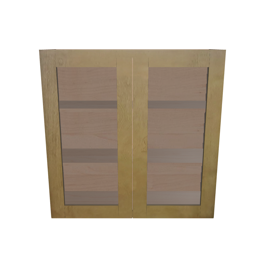 Modernform Cabinet Natural Shaker 36" W X 36" H X 12" D Double Glass Door Wall Cabinet