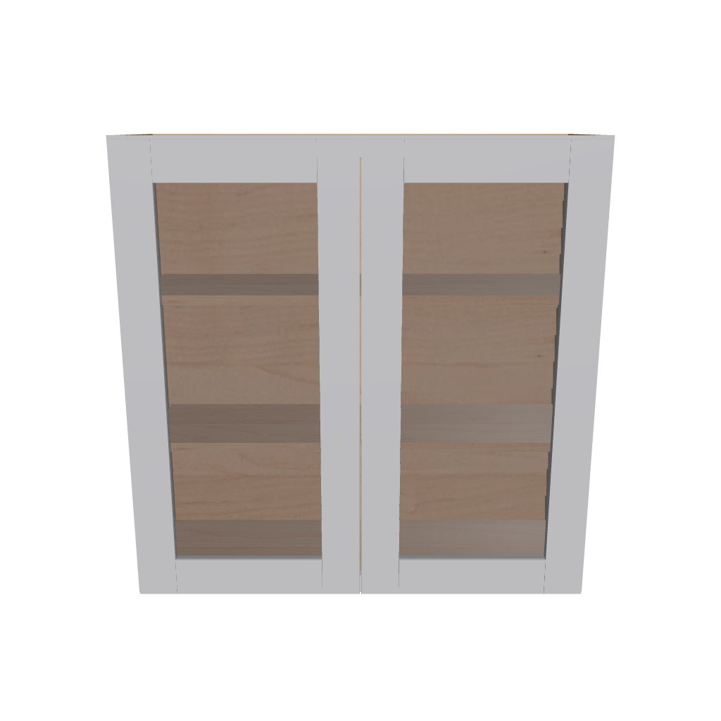 Modernform Cabinet Grey Shaker 36" W X 36" H X 12" D Double Glass Door Wall Cabinet