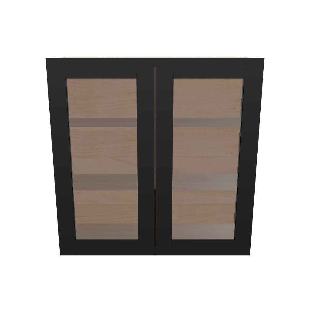 Modernform Cabinet Onyx Black Shaker 36" W X 36" H X 12" D Double Glass Door Wall Cabinet