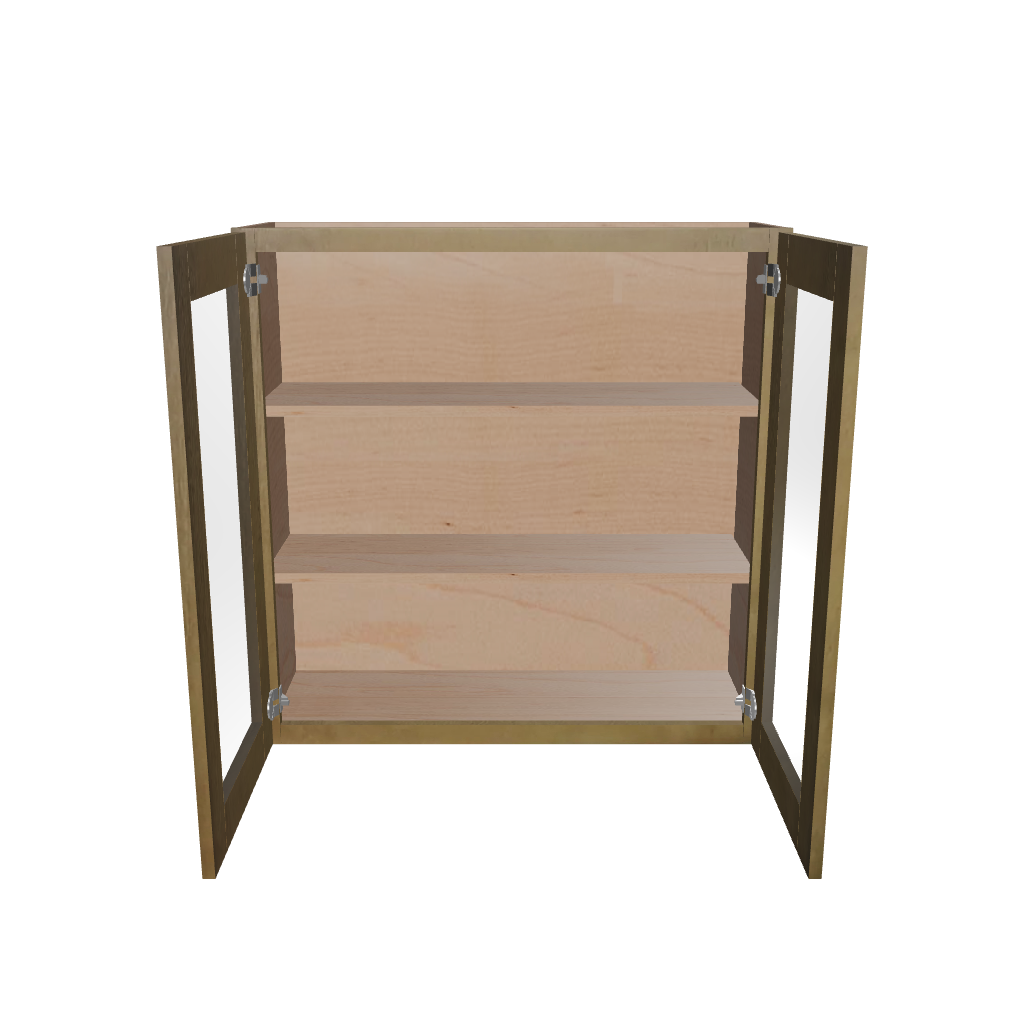 Modernform Cabinet Natural Shaker 36" W X 36" H X 12" D Double Glass Door Wall Cabinet