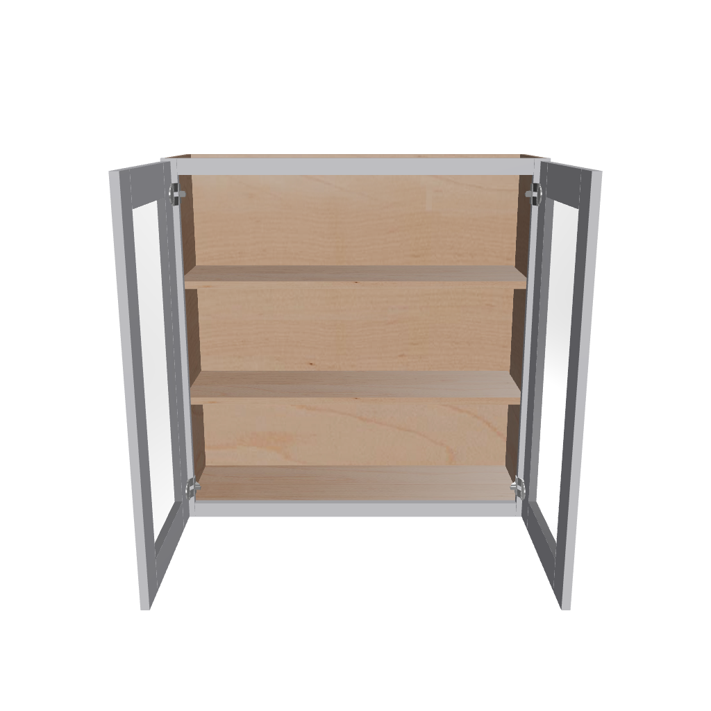 Modernform Cabinet Grey Shaker 36" W X 36" H X 12" D Double Glass Door Wall Cabinet
