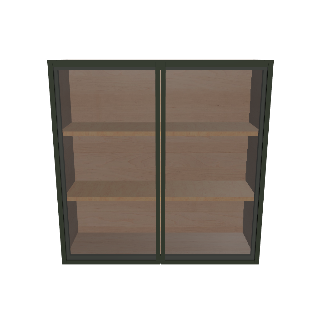 Modernform Cabinet Slim Sage Green 36" W X 36" H X 12" D Double Glass Door Wall Cabinet