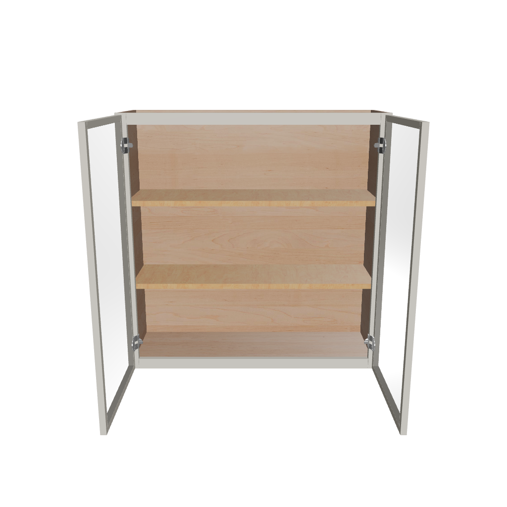Modernform Cabinet Slim Dove White 36" W X 36" H X 12" D Double Glass Door Wall Cabinet
