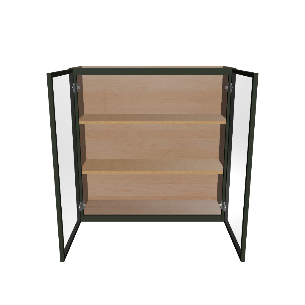 Modernform Cabinet Slim Sage Green 36" W X 36" H X 12" D Double Glass Door Wall Cabinet