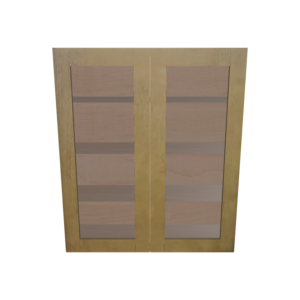 Modernform Cabinet Natural Shaker 36" W X 42" H X 12" D Double Glass Door Wall Cabinet