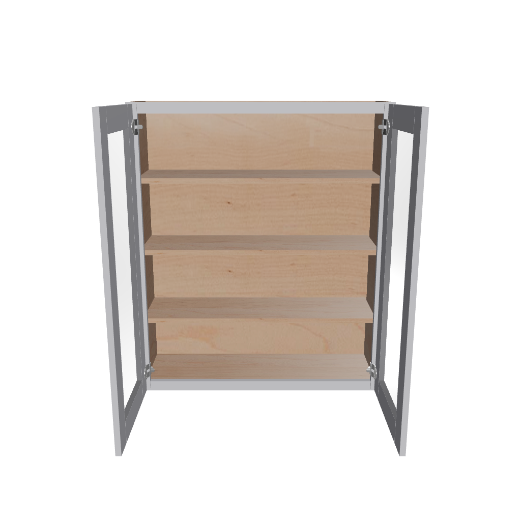 Modernform Cabinet Grey Shaker 36" W X 42" H X 12" D Double Glass Door Wall Cabinet