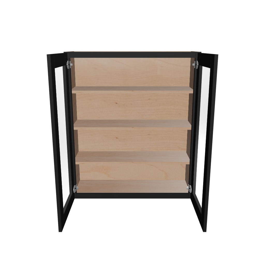 Modernform Cabinet Onyx Black Shaker 36" W X 42" H X 12" D Double Glass Door Wall Cabinet
